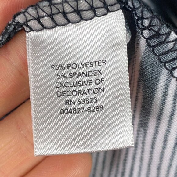 CJ Banks Tunic Top Size 1X Long Sleeve Black White Contrast Hem Stretch - Picture 6 of 11